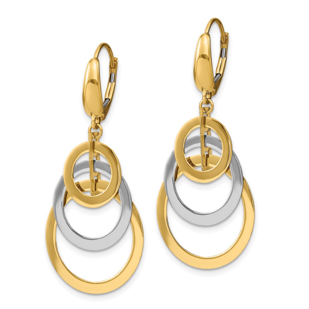 14K Two-Tone Gold Polished Earrings Image 2 Raleigh Diamond Fine Jewelry Raleigh, NC