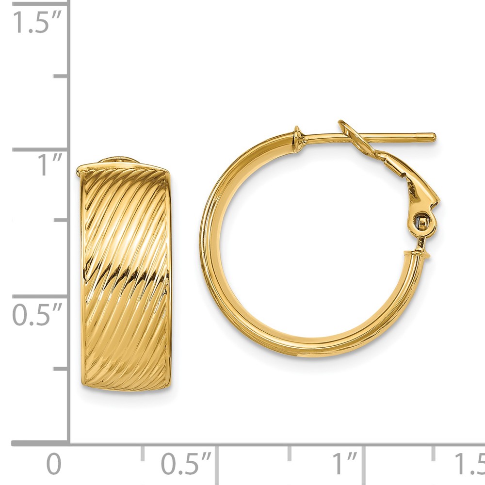 14k Yellow Gold Polished 3.25mm Twisted Hoop Earrings 14mm x 3.25mm 