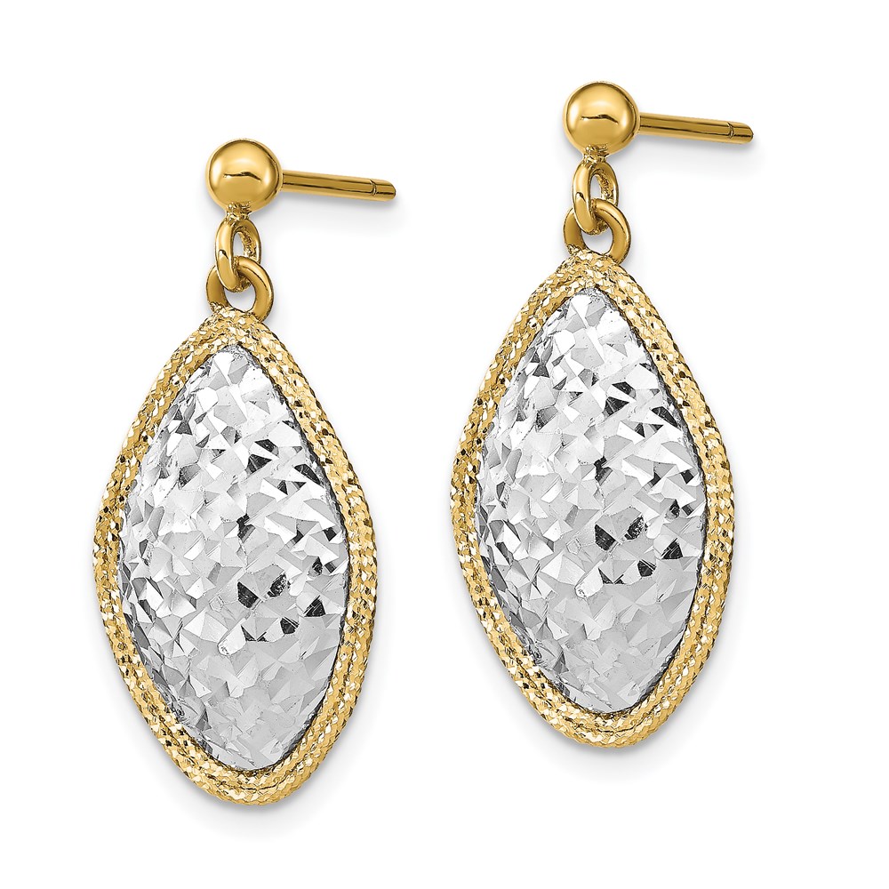 14K Two-Tone Gold Polished Dangle Earrings Image 2 Brummitt Jewelry Design Studio LLC Raleigh, NC