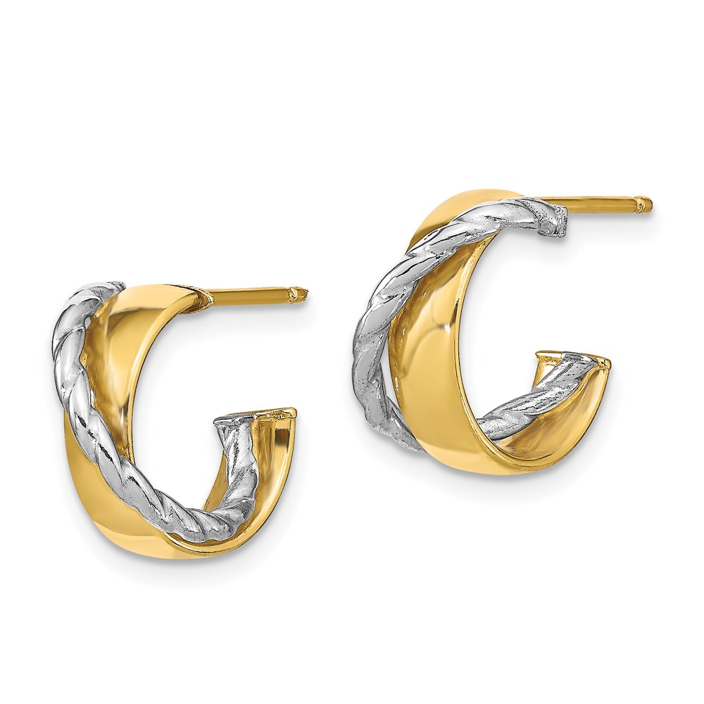 14K White Gold Polished Textured Earrings Image 2 Brummitt Jewelry Design Studio LLC Raleigh, NC