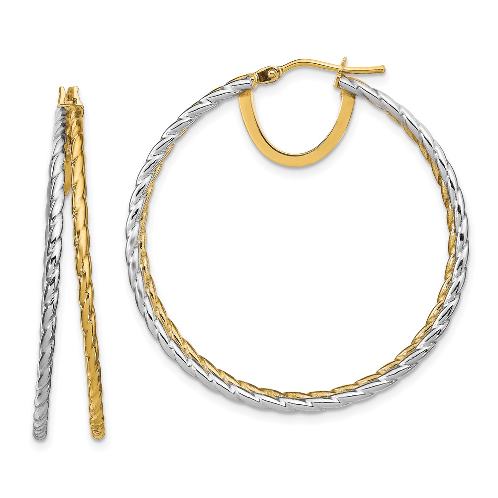 14K White Gold Polished Textured Hoop Earrings Brummitt Jewelry Design Studio LLC Raleigh, NC