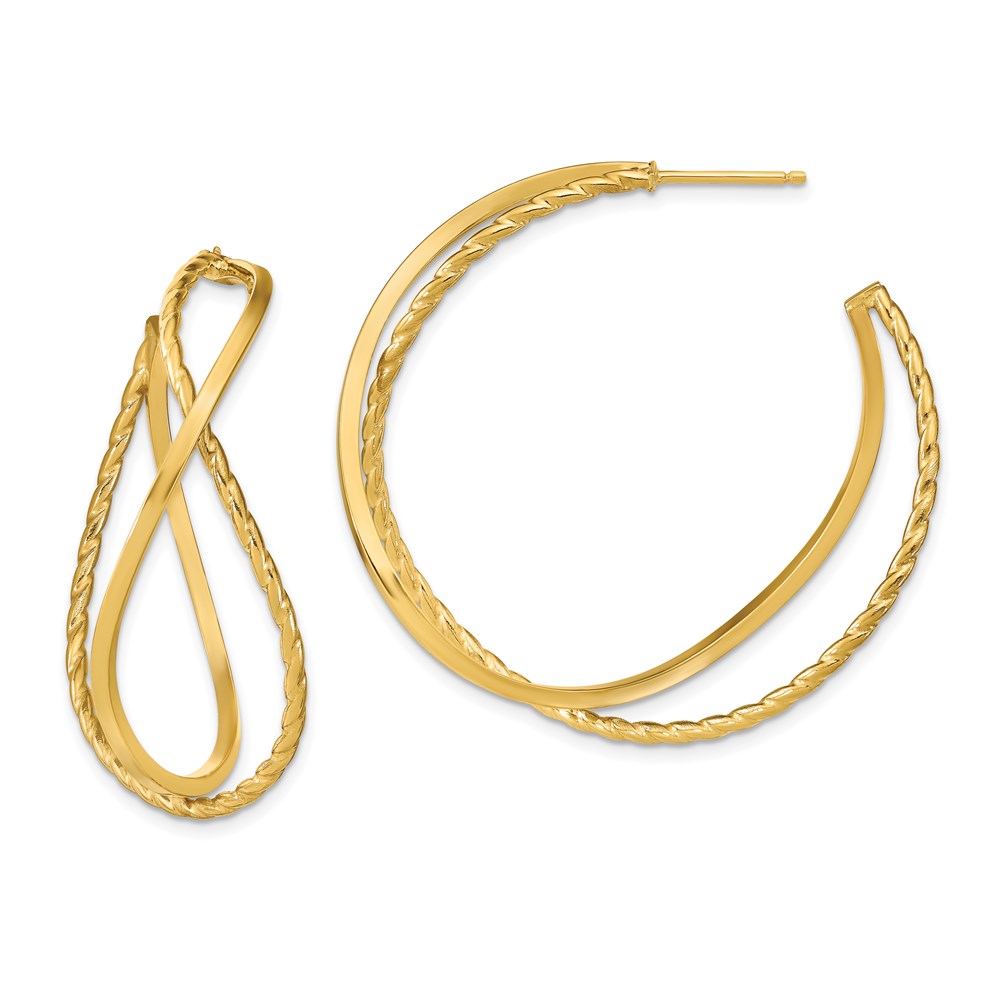 14K Yellow Gold Polished Textured Hoop Earrings Brummitt Jewelry Design Studio LLC Raleigh, NC