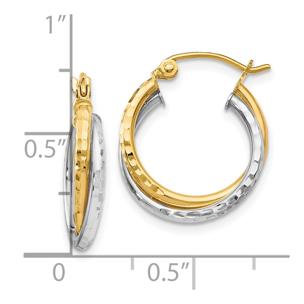 14K Two-Tone Gold Hoop Earrings Image 3 Brummitt Jewelry Design Studio LLC Raleigh, NC