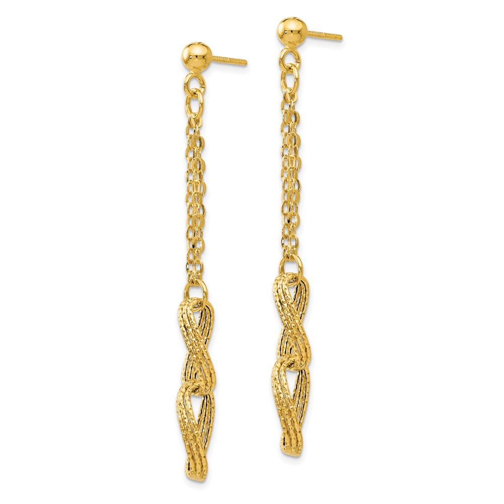 14K Yellow Gold Polished Textured Dangle Earrings Image 2 Brummitt Jewelry Design Studio LLC Raleigh, NC