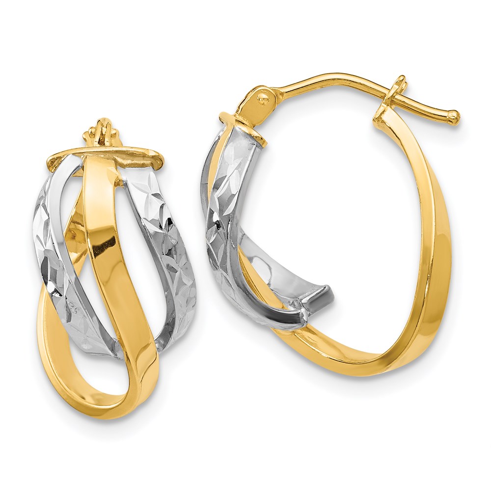 14K Two-Tone Gold Polished Hoop Earrings Brummitt Jewelry Design Studio LLC Raleigh, NC
