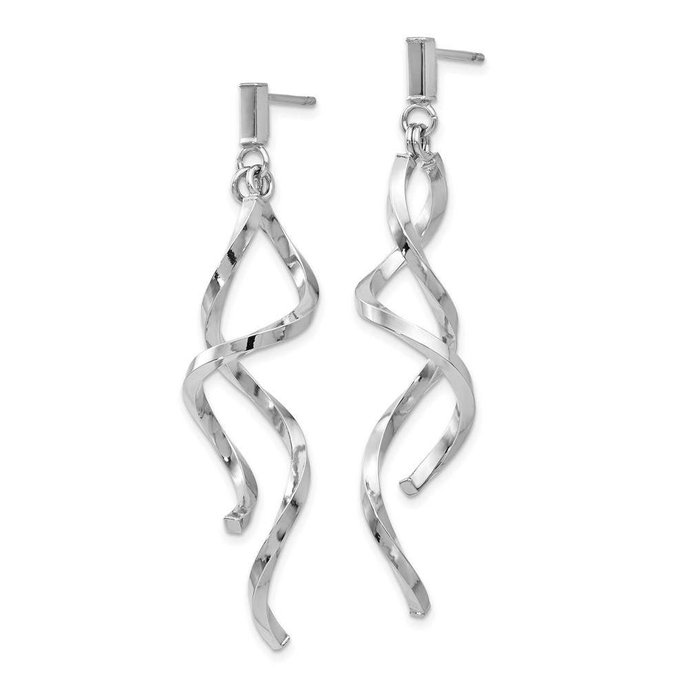 14K White Gold Polished Dangle Earrings Image 2 Brummitt Jewelry Design Studio LLC Raleigh, NC