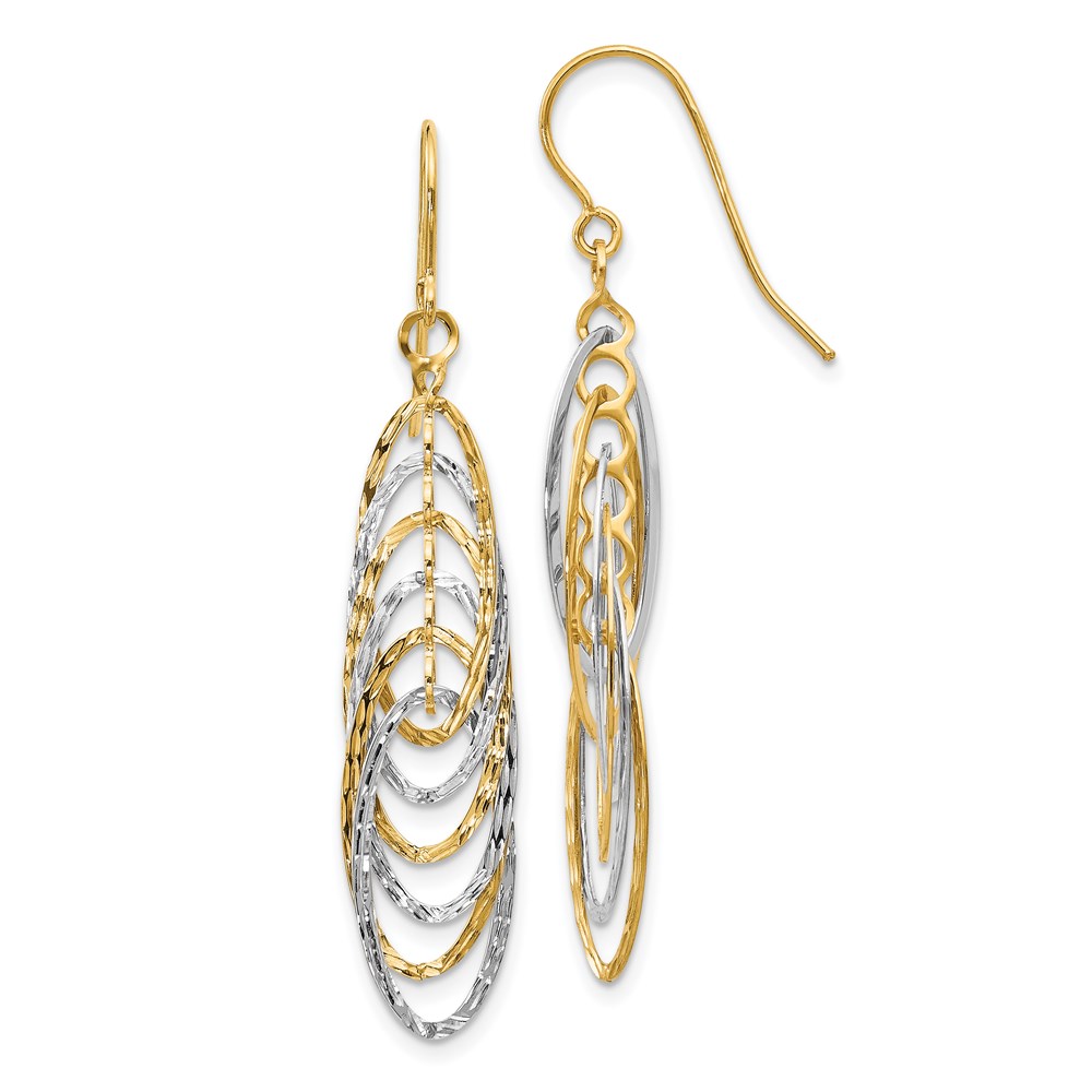 14K Two-Tone Gold Polished Textured Earrings Brummitt Jewelry Design Studio LLC Raleigh, NC