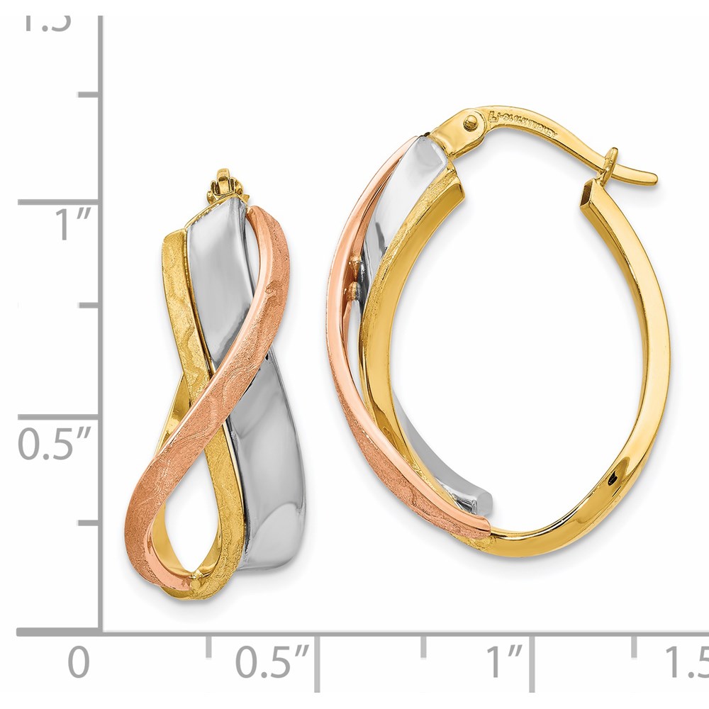 14K Tri-Color Gold Polished Hoop Earrings Image 3 Brummitt Jewelry Design Studio LLC Raleigh, NC