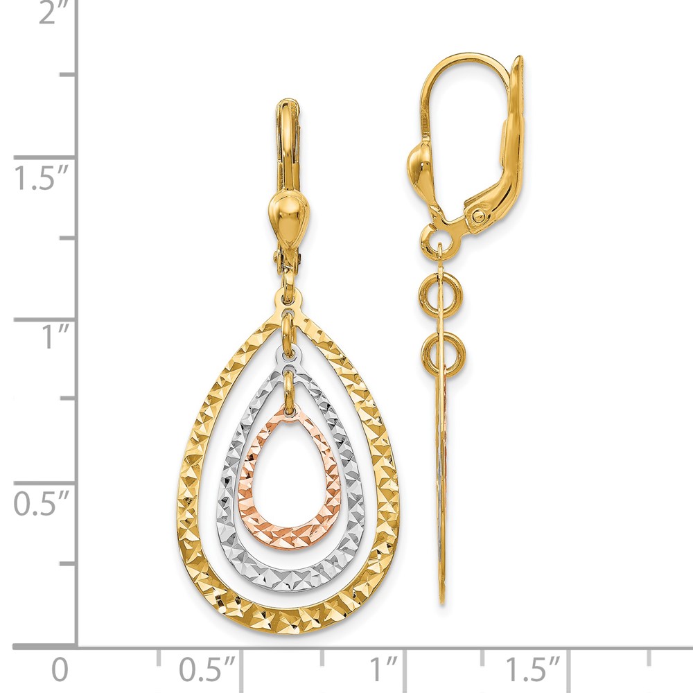 14K Tri-Color Gold Polished Earrings Image 3 Brummitt Jewelry Design Studio LLC Raleigh, NC