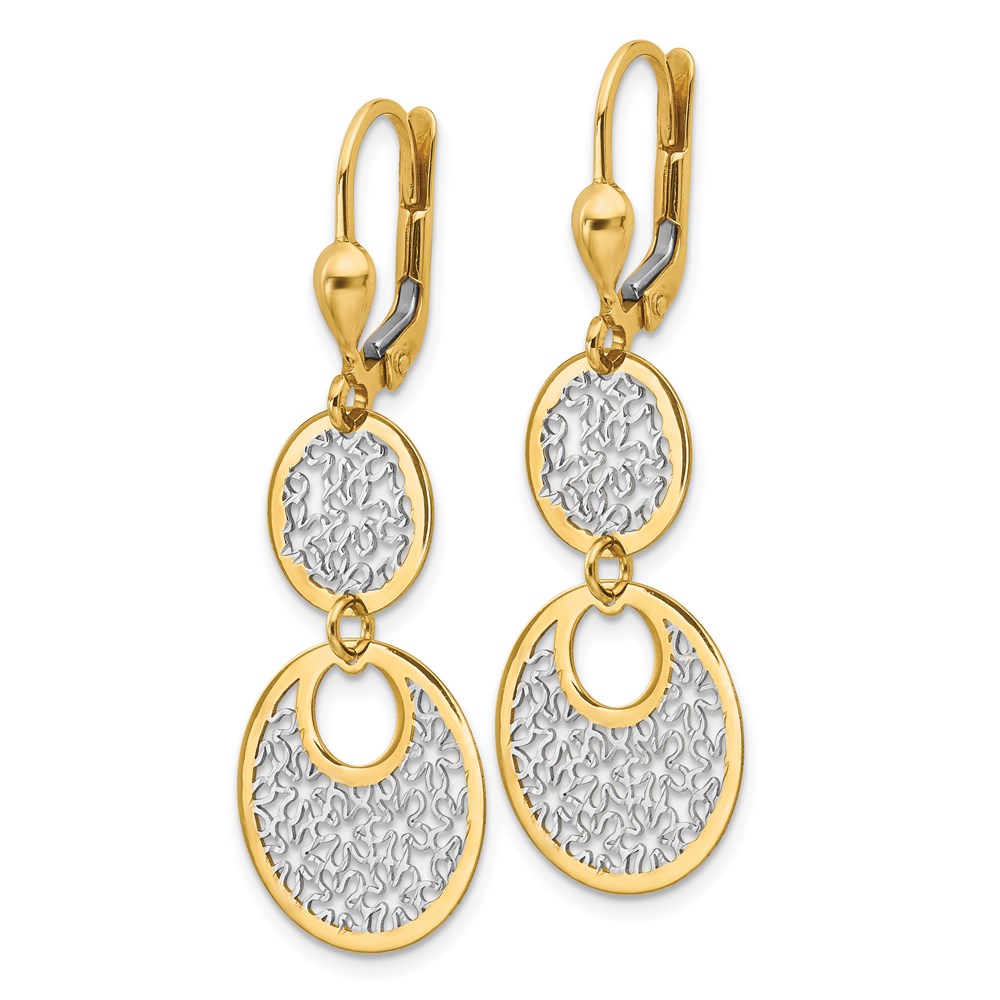 14K Yellow Gold Polished Textured Earrings Image 2 Brummitt Jewelry Design Studio LLC Raleigh, NC