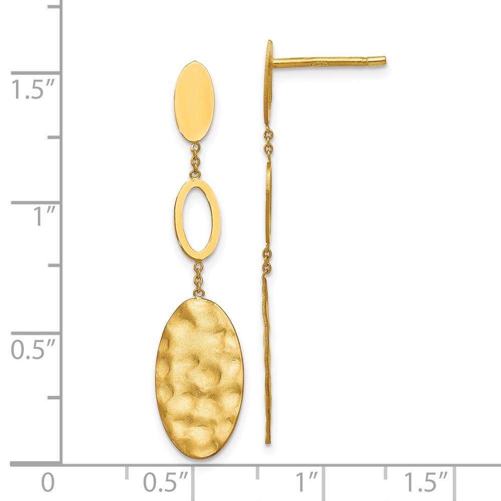 14K Yellow Gold Polished Textured Dangle Earrings Image 3 Brummitt Jewelry Design Studio LLC Raleigh, NC