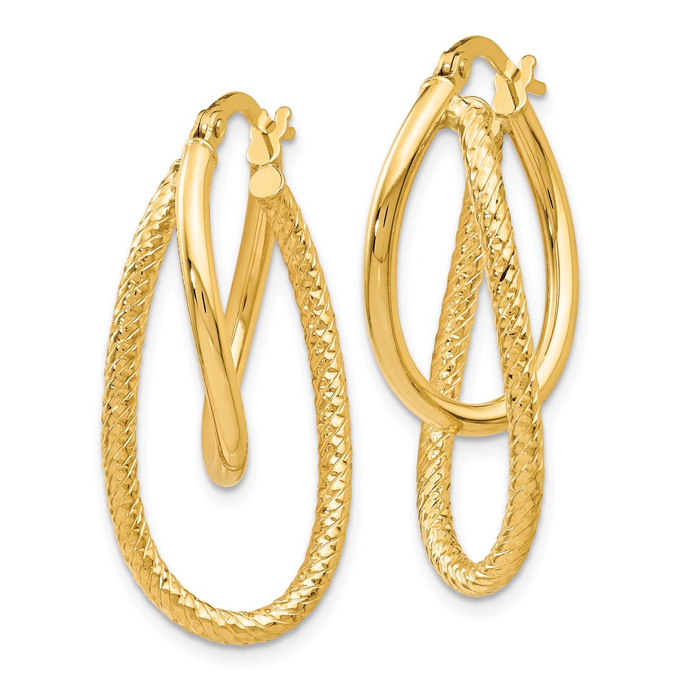 14K White Gold Polished Textured Hoop Earrings Image 2 Brummitt Jewelry Design Studio LLC Raleigh, NC