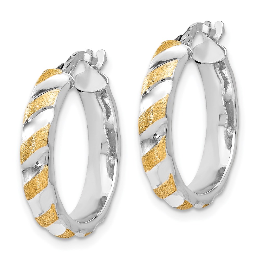 14K White Gold Polished Textured Hoop Earrings Image 2 Brummitt Jewelry Design Studio LLC Raleigh, NC
