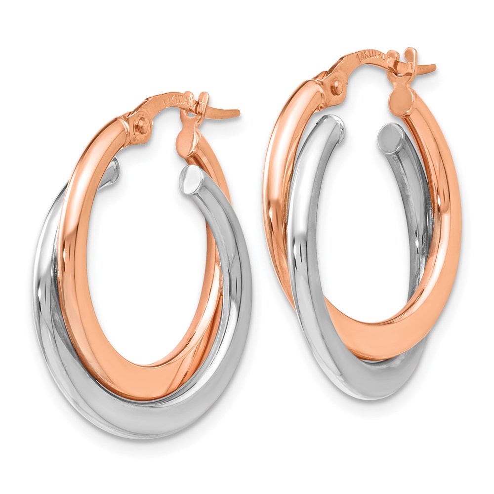 14K Two-Tone Gold Polished Hoop Earrings Image 2 Brummitt Jewelry Design Studio LLC Raleigh, NC