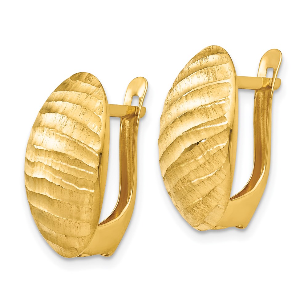 14K Yellow Gold Textured Hoop Earrings Image 2 Brummitt Jewelry Design Studio LLC Raleigh, NC
