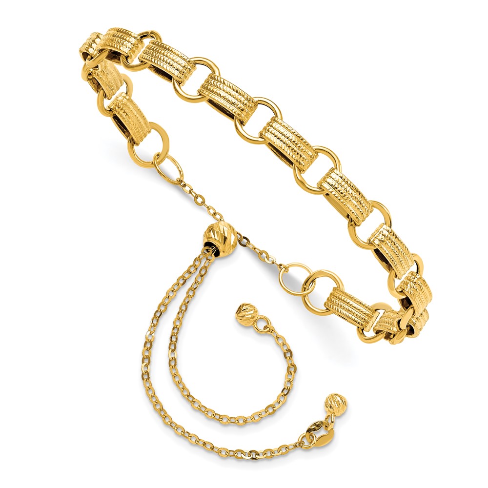 14K Yellow Gold Polished Textured Bracelet Lennon's W.B. Wilcox Jewelers New Hartford, NY