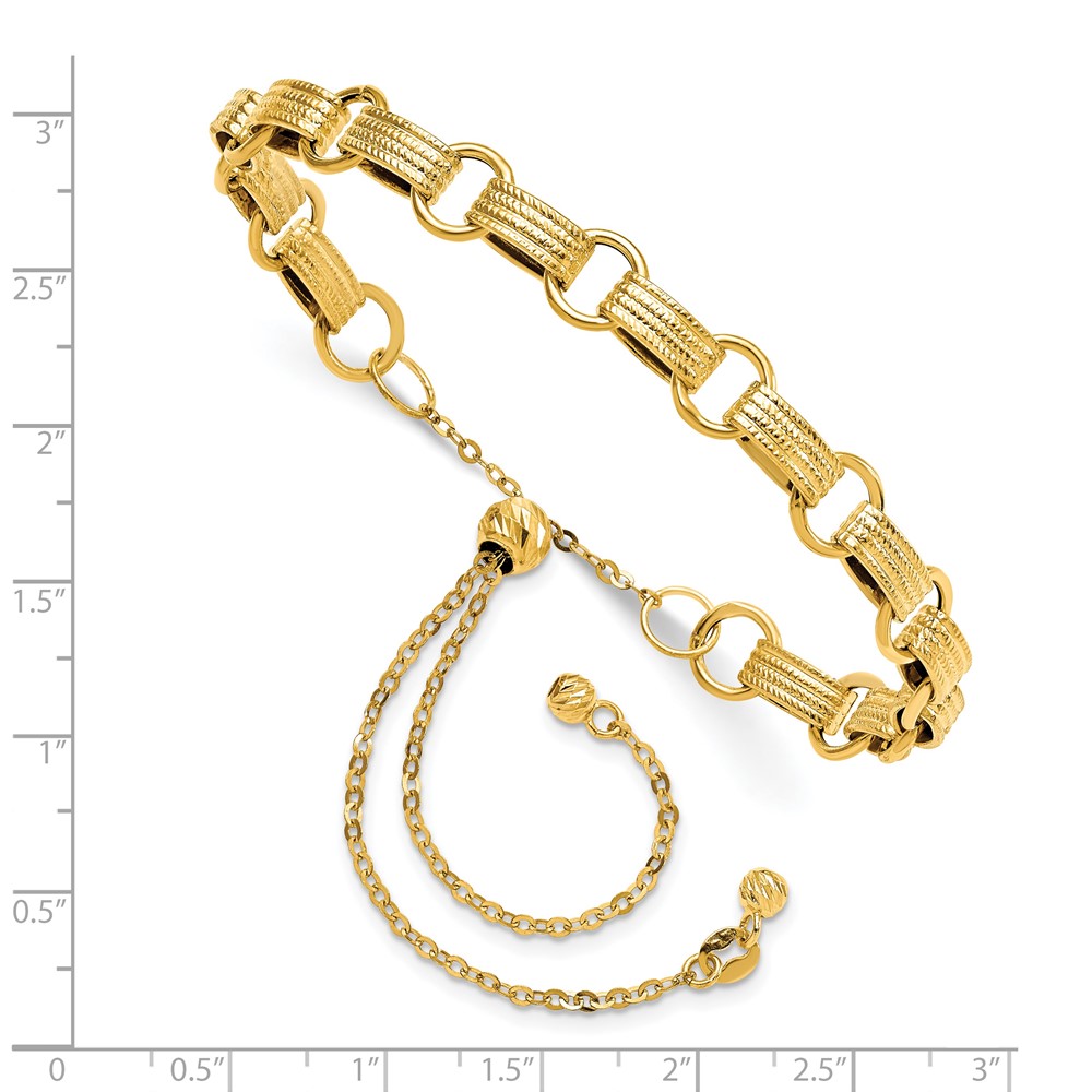 14K Yellow Gold Polished Textured Bracelet Image 2 Lennon's W.B. Wilcox Jewelers New Hartford, NY