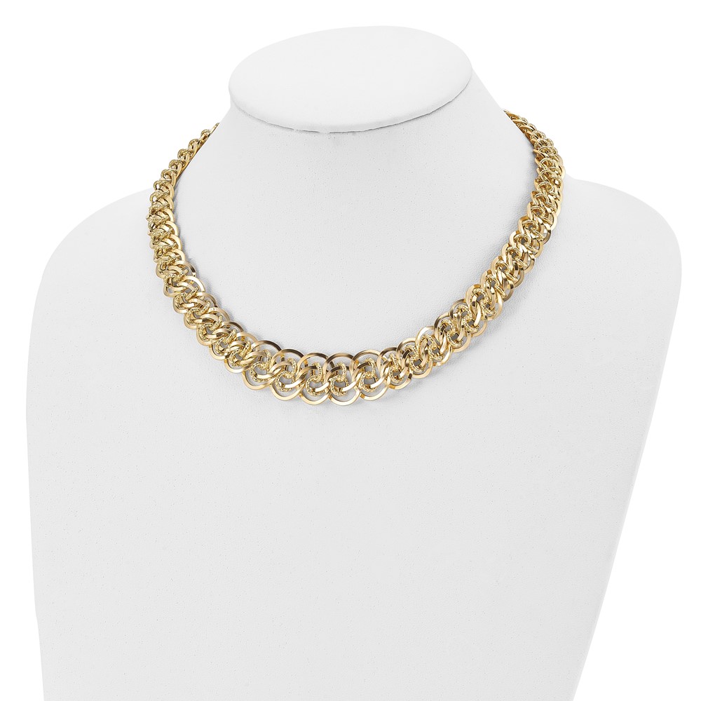 14K Yellow Gold Polished Textured Necklace Image 4 Raleigh Diamond Fine Jewelry Raleigh, NC