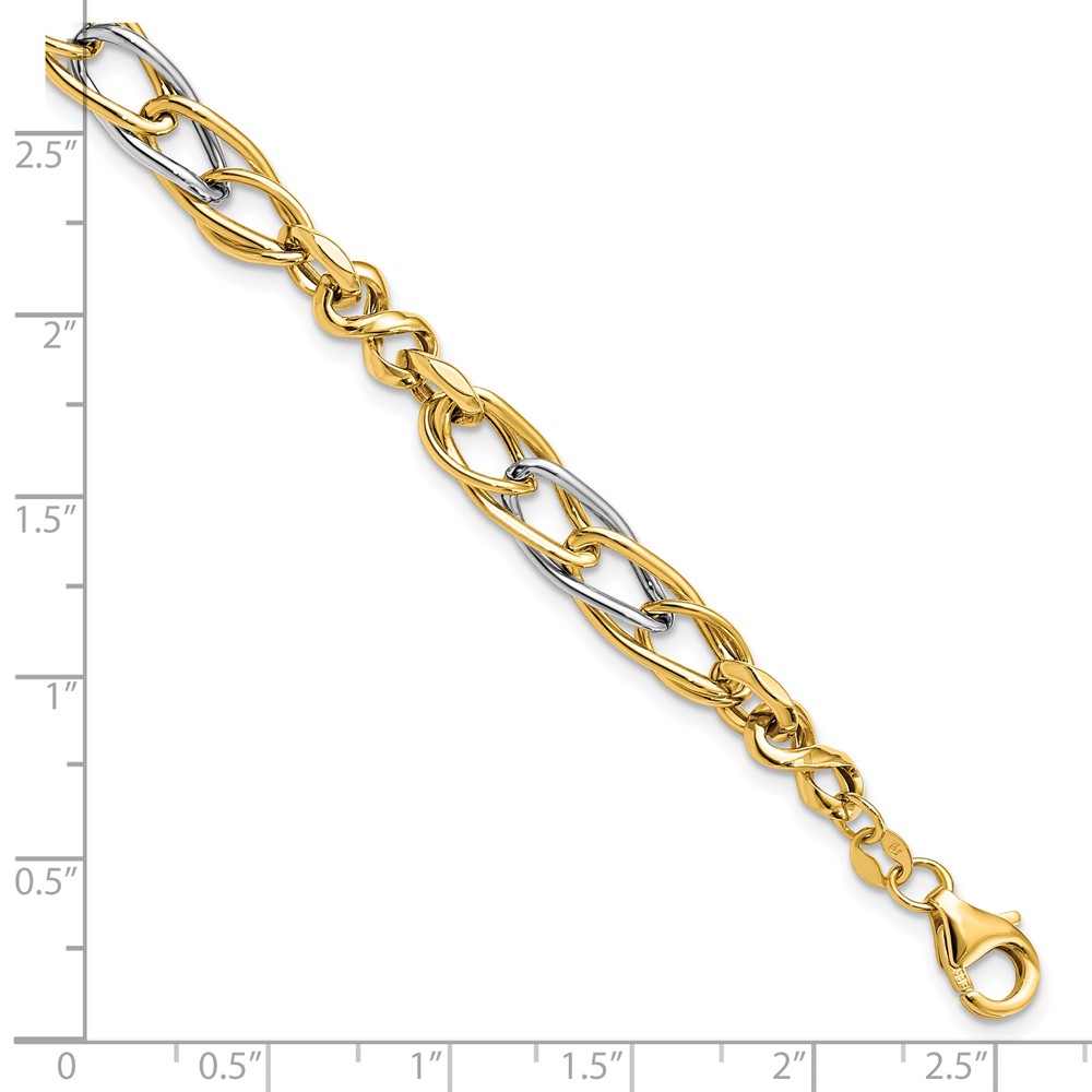 14K Two-Tone Gold Polished Link Bracelet Image 4 Johnson Jewellers Lindsay, ON