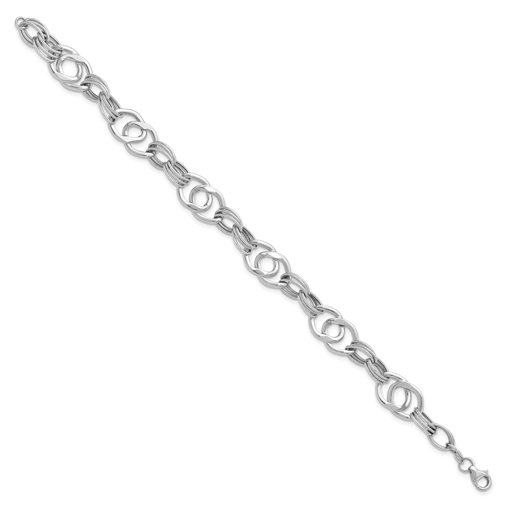 14K White Gold Polished Link Bracelet Image 2 Raleigh Diamond Fine Jewelry Raleigh, NC