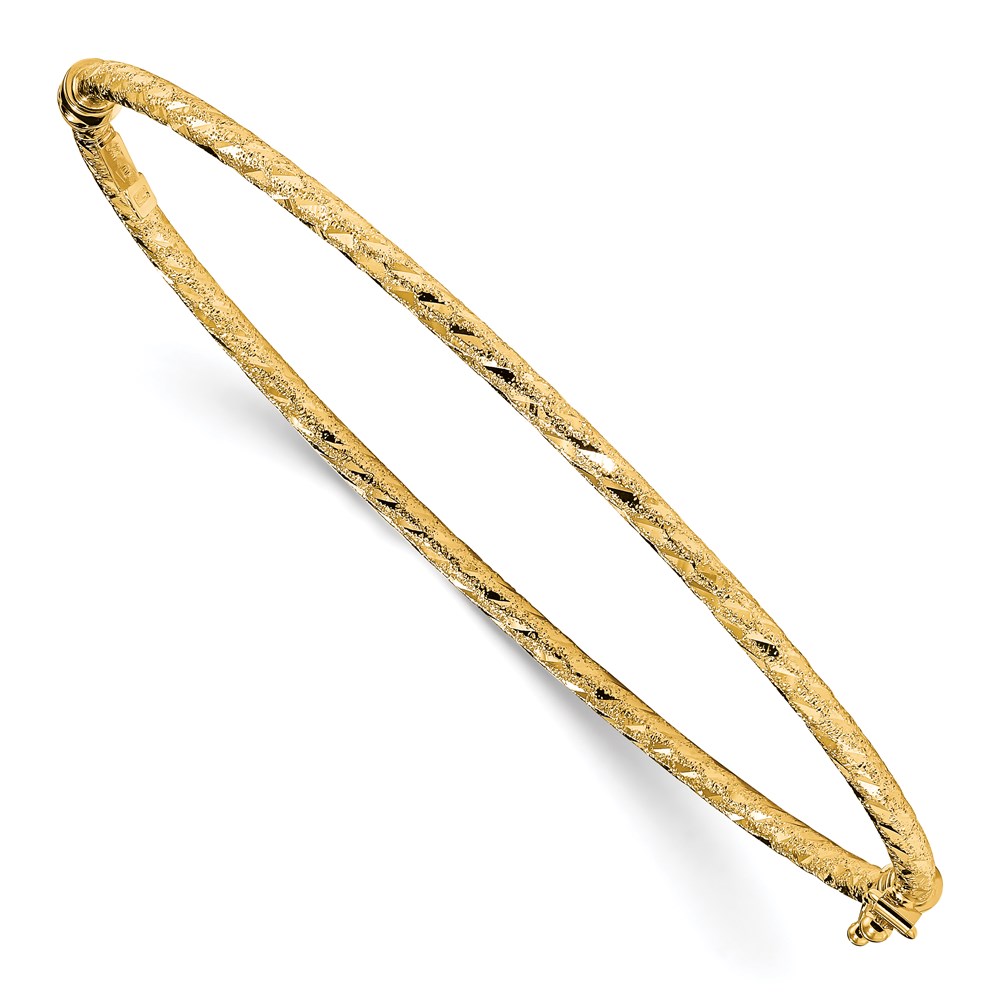 14K Yellow Gold Polished Textured Bangle Bracelet Lennon's W.B. Wilcox Jewelers New Hartford, NY