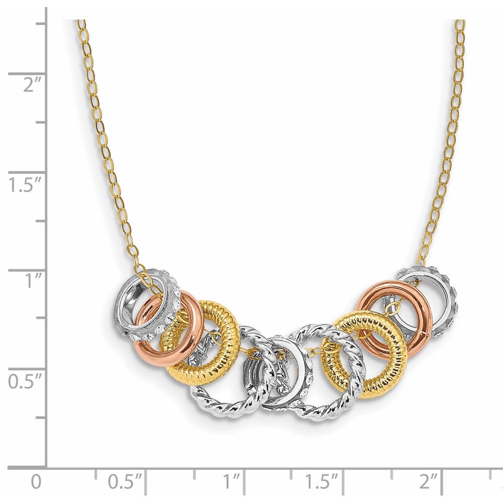 14K Tri-Color Gold Polished Textured Necklace Image 3 Raleigh Diamond Fine Jewelry Raleigh, NC