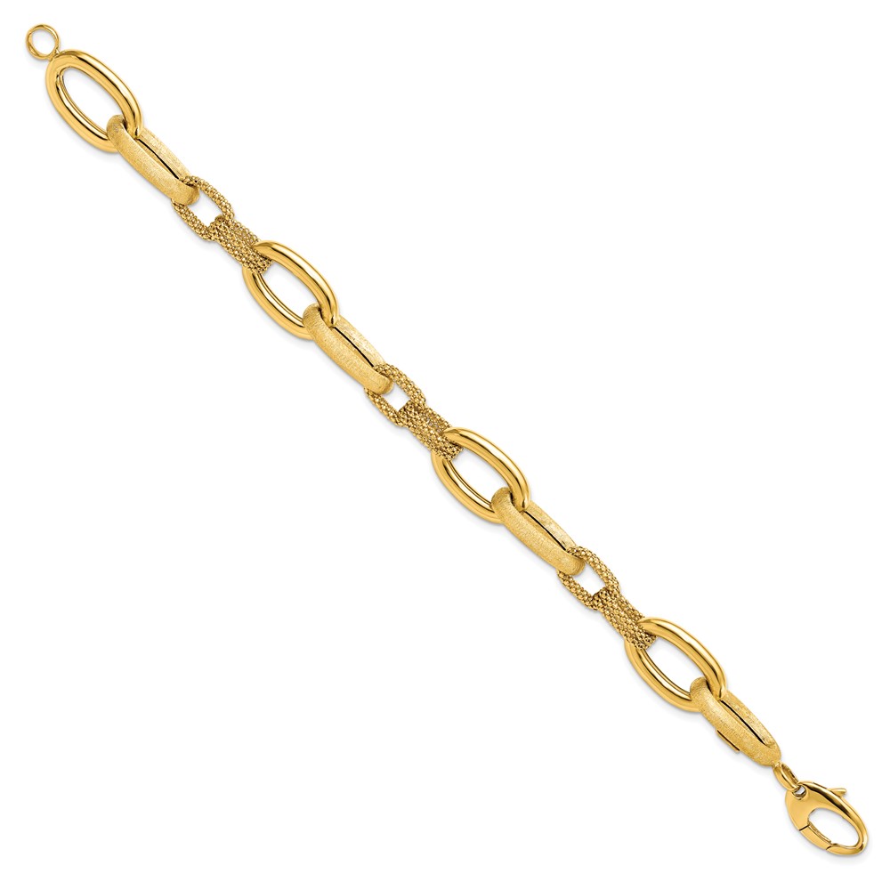 14K Yellow Gold Polished Textured Link Bracelet Image 2 Raleigh Diamond Fine Jewelry Raleigh, NC