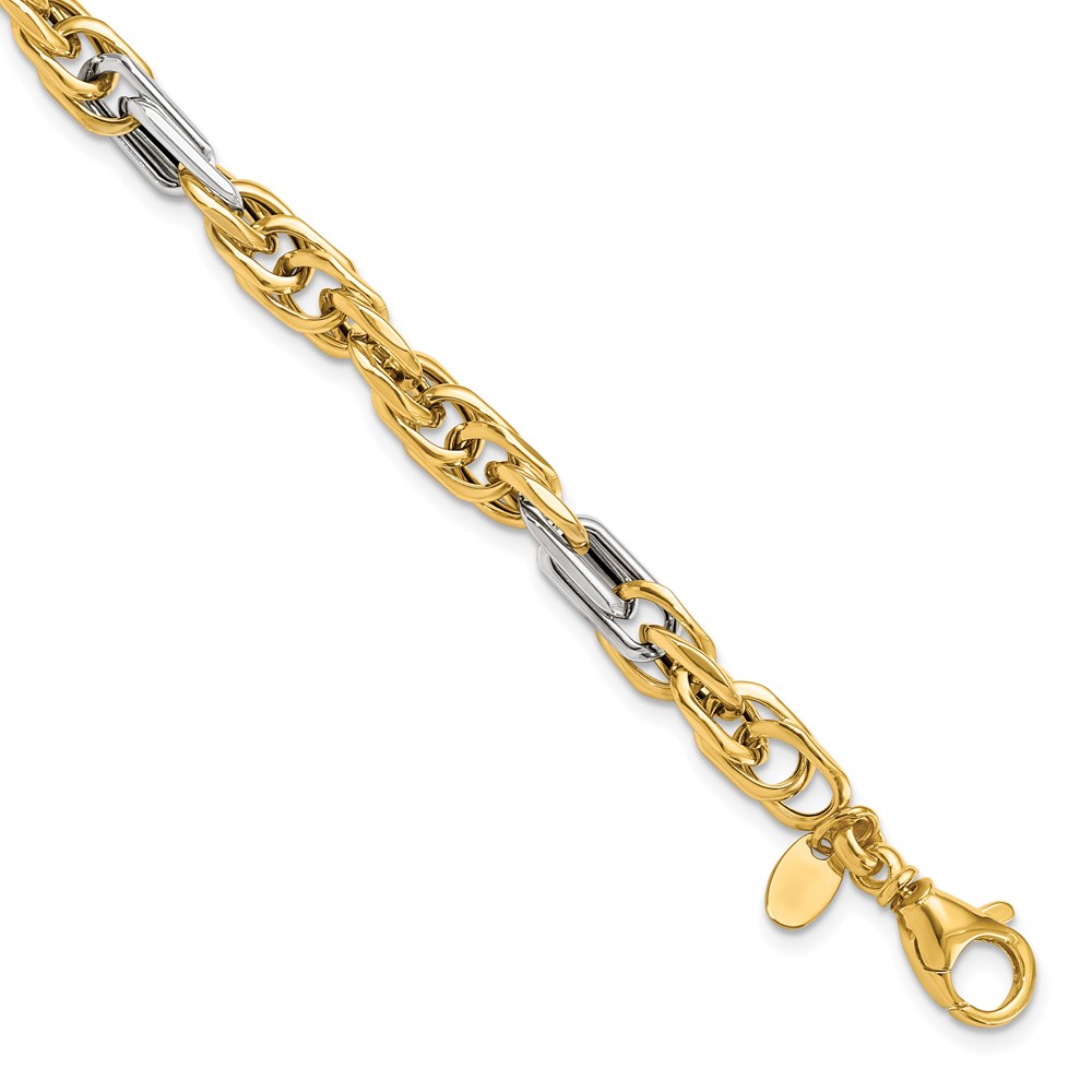 14K Two-Tone Gold Polished Men's Bracelet Raleigh Diamond Fine Jewelry Raleigh, NC