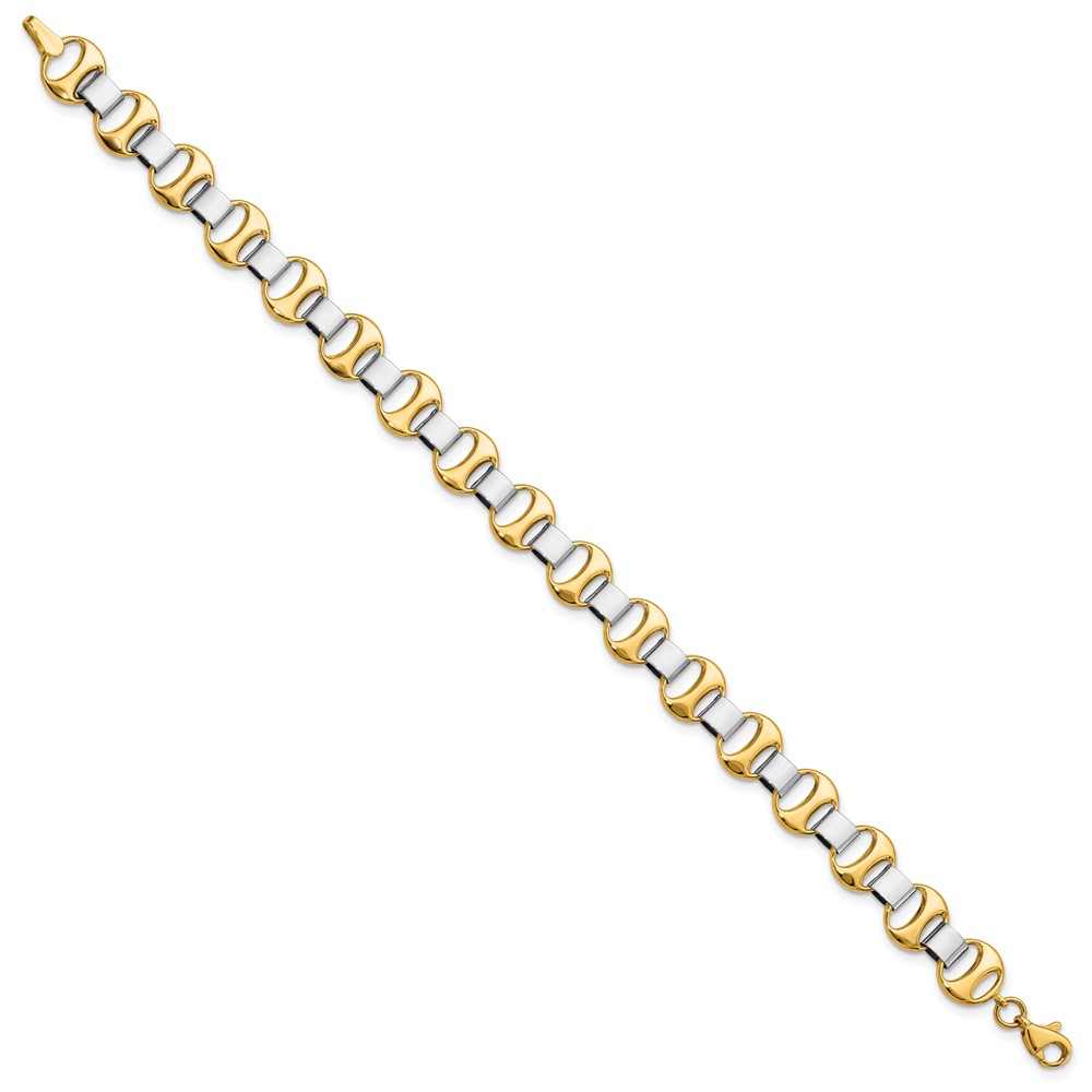 14K Two-Tone Gold Polished Link Bracelet Image 2 Lennon's W.B. Wilcox Jewelers New Hartford, NY