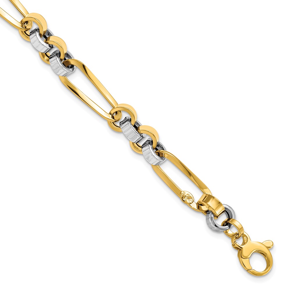14K Two-Tone Gold Polished Link Bracelet Lennon's W.B. Wilcox Jewelers New Hartford, NY