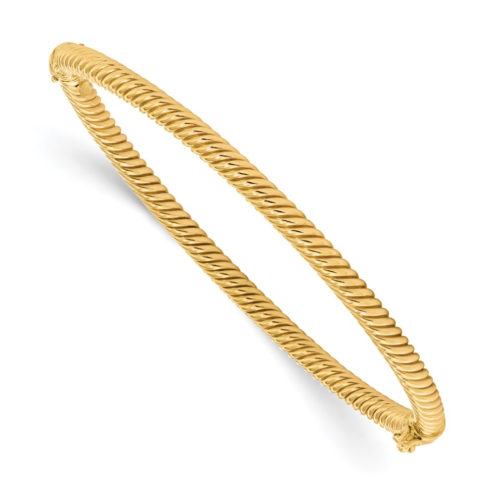 14K Yellow Gold Polished Textured Bangle Bracelet Lennon's W.B. Wilcox Jewelers New Hartford, NY