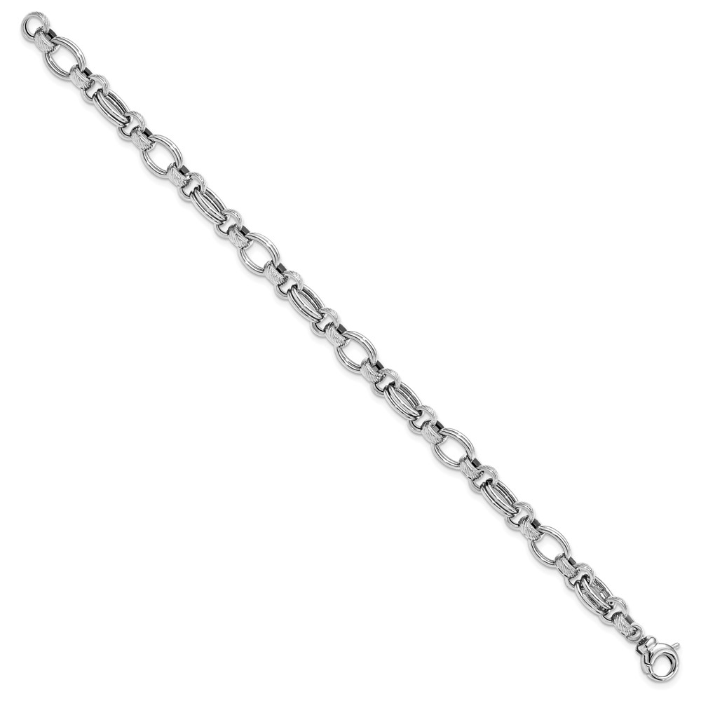 14K White Gold Polished Link Bracelet Image 2 Raleigh Diamond Fine Jewelry Raleigh, NC