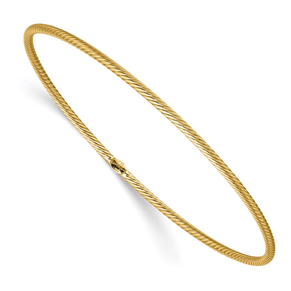 14K Yellow Gold Polished Textured Bangle Bracelet Raleigh Diamond Fine Jewelry Raleigh, NC