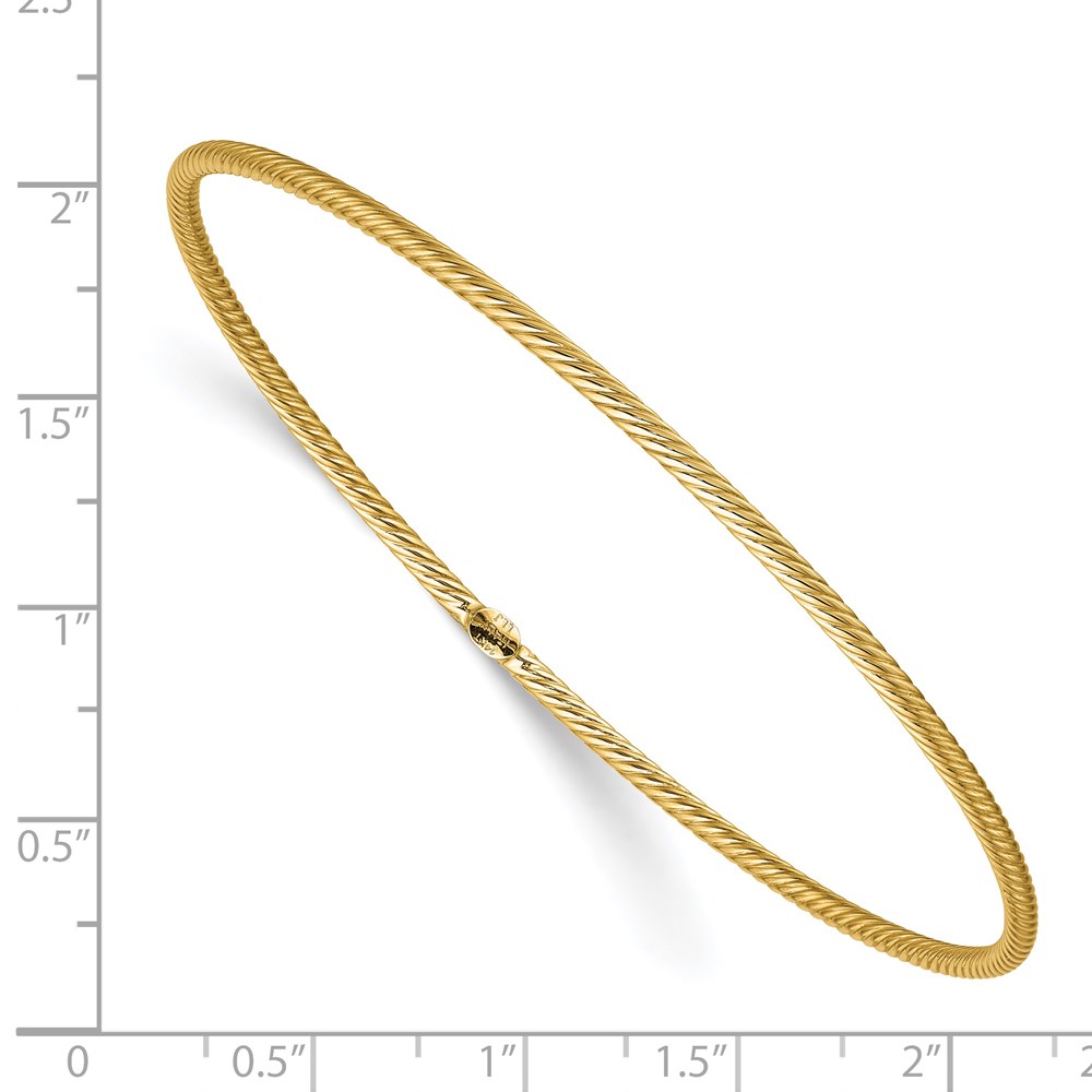 14K Yellow Gold Polished Textured Bangle Bracelet Image 2 Johnson Jewellers Lindsay, ON