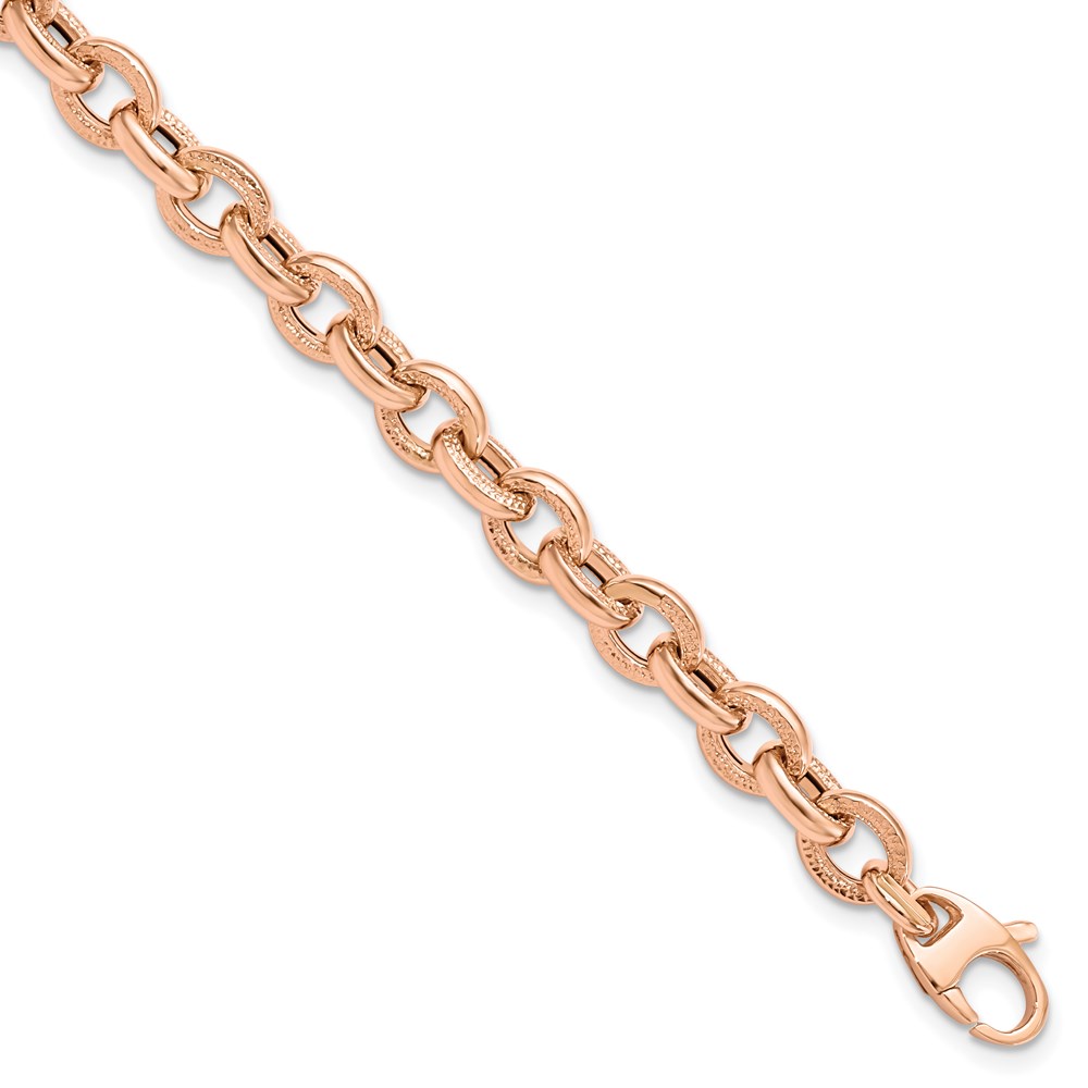 14K Rose Gold Textured Link Bracelet Raleigh Diamond Fine Jewelry Raleigh, NC