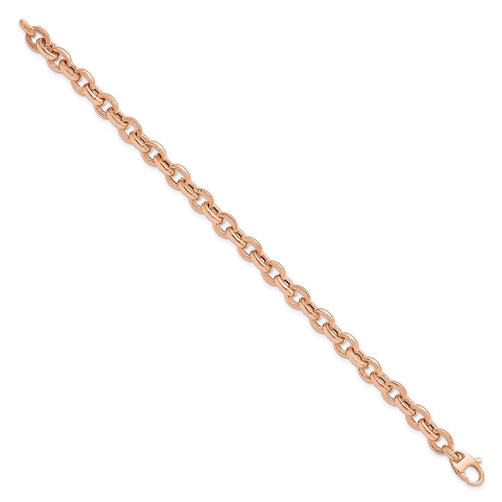 14K Rose Gold Textured Link Bracelet Image 2 Raleigh Diamond Fine Jewelry Raleigh, NC
