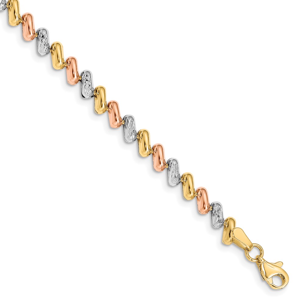 14K Tri-Color Gold Polished Link Bracelet Johnson Jewellers Lindsay, ON