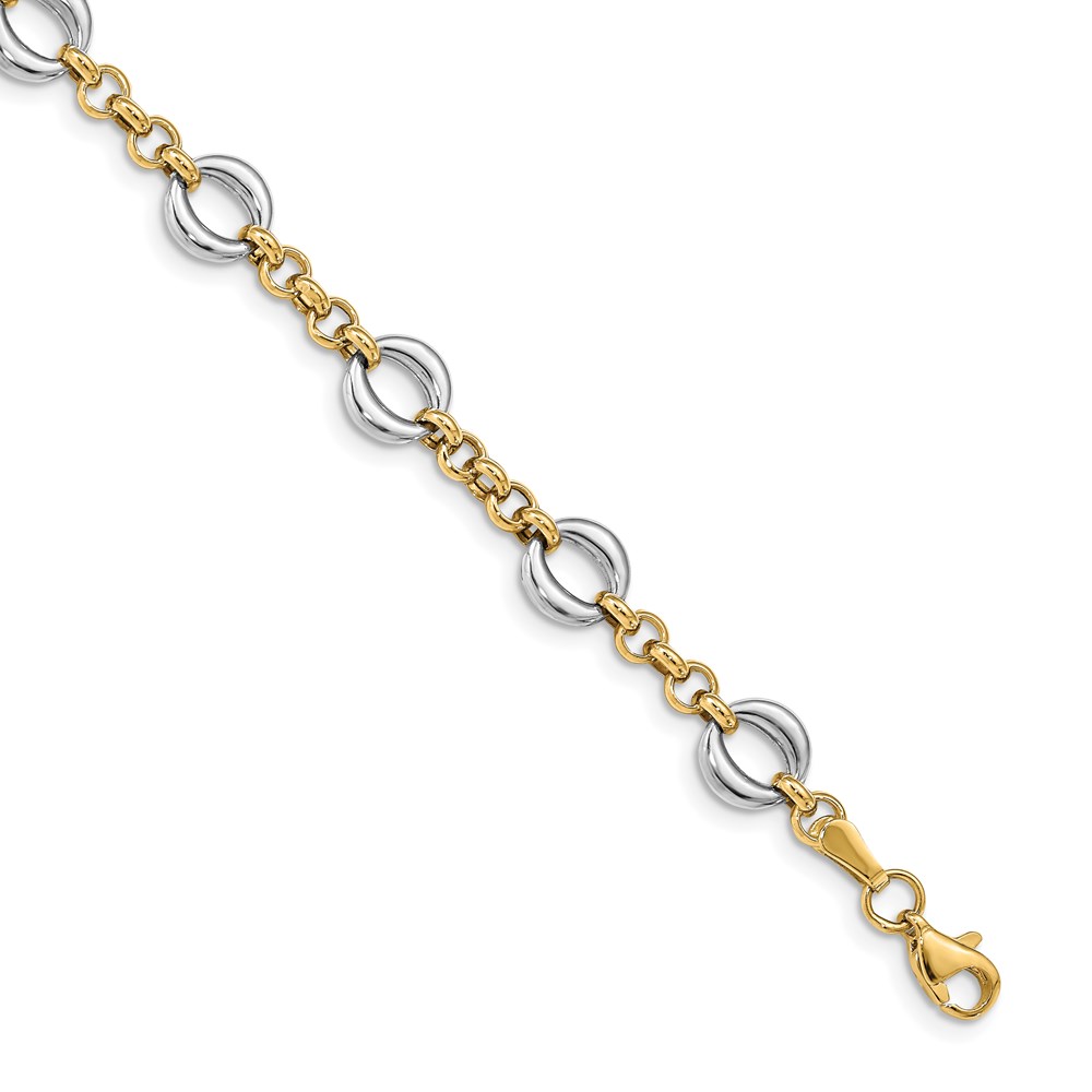 14K Two-Tone Gold Polished Link Bracelet Raleigh Diamond Fine Jewelry Raleigh, NC