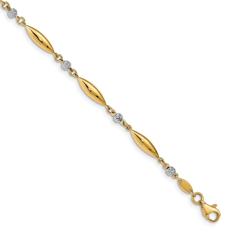 14K Two-Tone Gold Polished Link Bracelet Raleigh Diamond Fine Jewelry Raleigh, NC