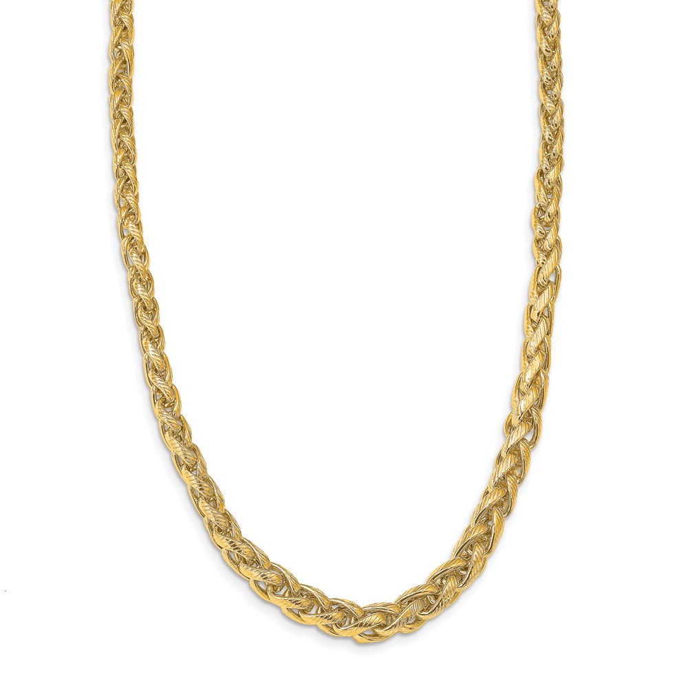 14K Yellow Gold Polished Textured Necklace Raleigh Diamond Fine Jewelry Raleigh, NC