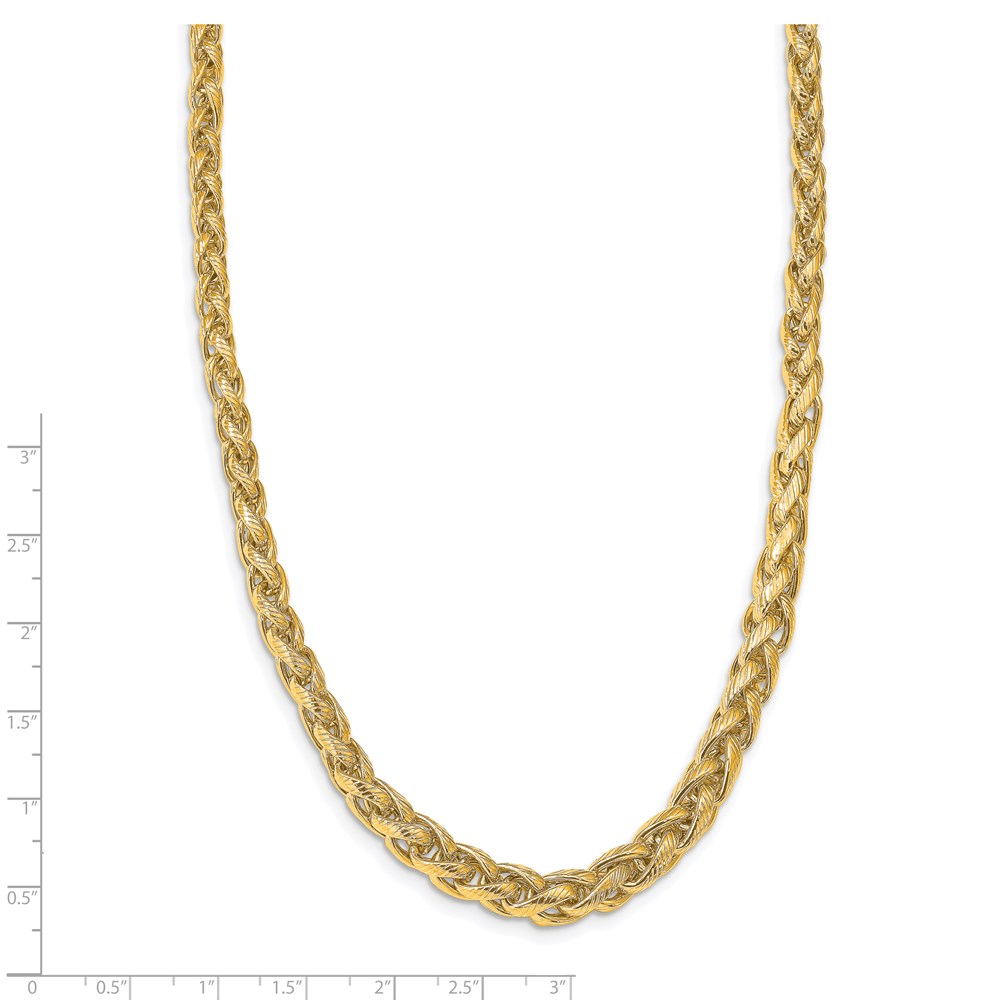 14K Yellow Gold Polished Textured Necklace Image 3 Raleigh Diamond Fine Jewelry Raleigh, NC