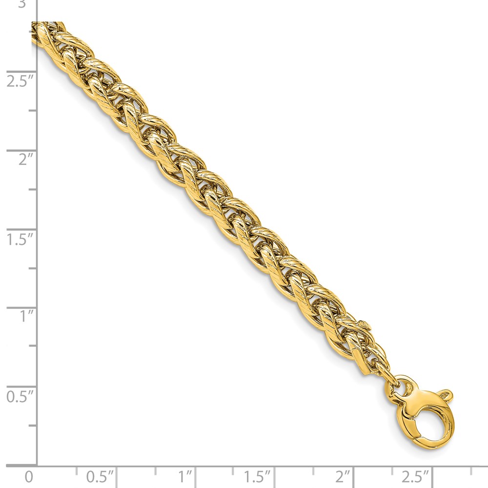 14K Yellow Gold Polished Textured Bracelet Image 2 Johnson Jewellers Lindsay, ON