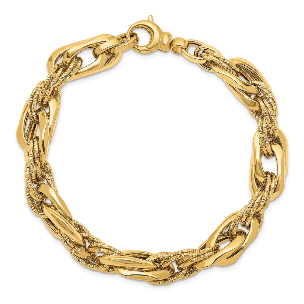14K Yellow Gold Polished Textured Bracelet Image 2 Johnson Jewellers Lindsay, ON
