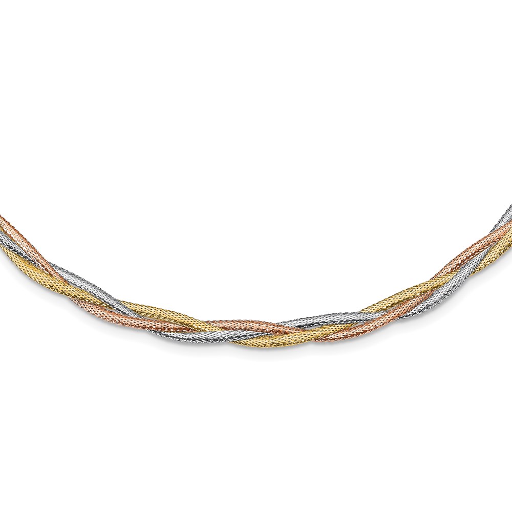 14K Tri-Color Gold Polished Textured Necklace Johnson Jewellers Lindsay, ON