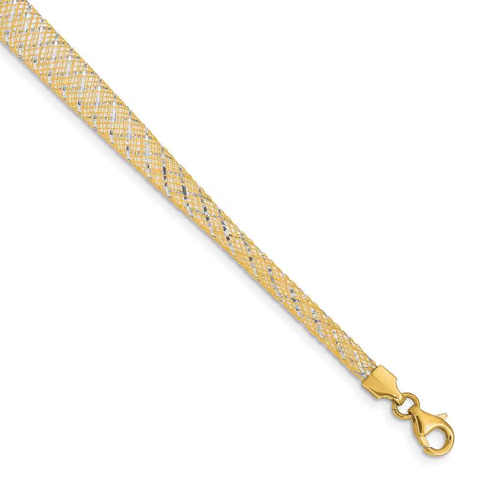 14K Two-Tone Gold Polished Textured Bracelet Johnson Jewellers Lindsay, ON