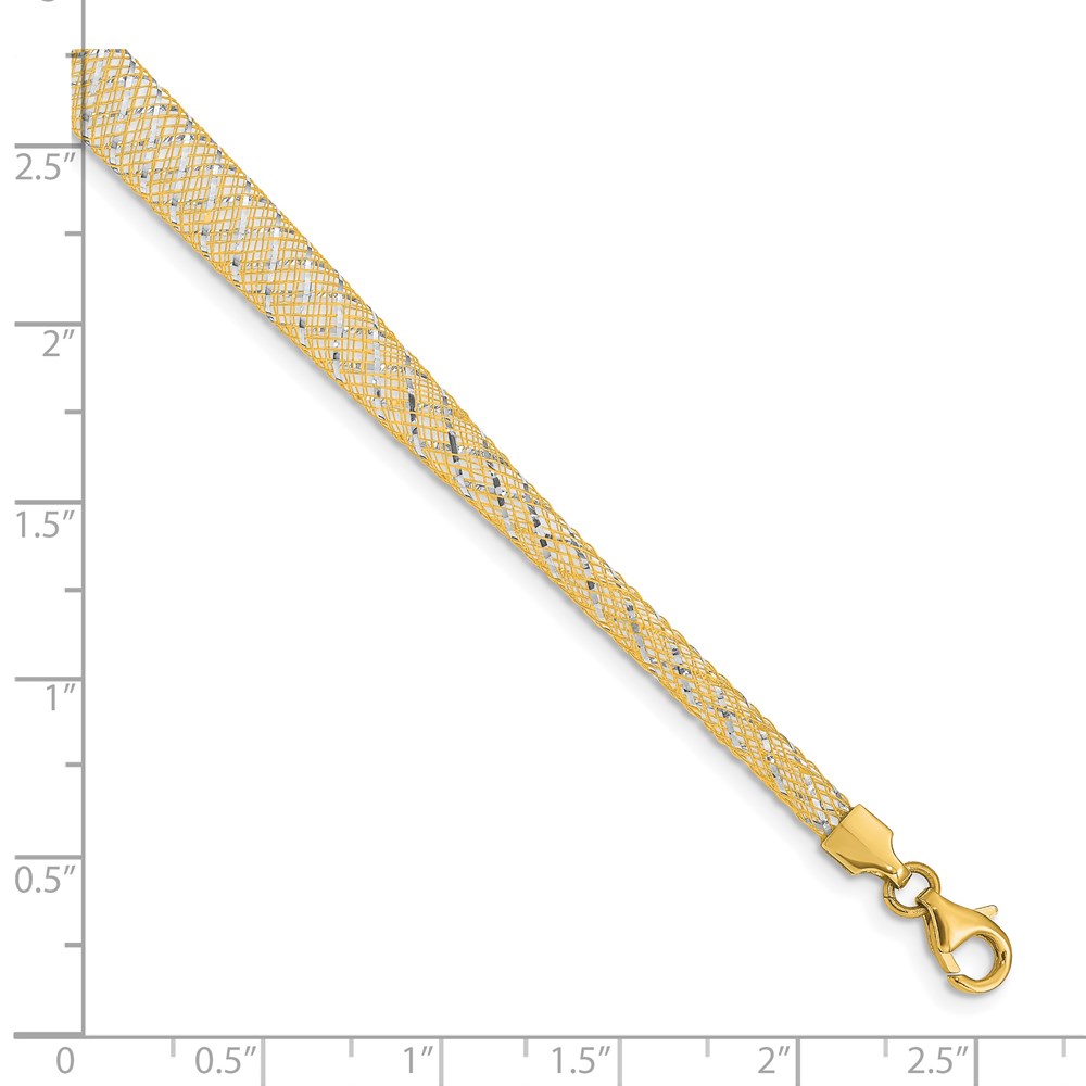 14K Two-Tone Gold Polished Textured Bracelet Image 2 Johnson Jewellers Lindsay, ON