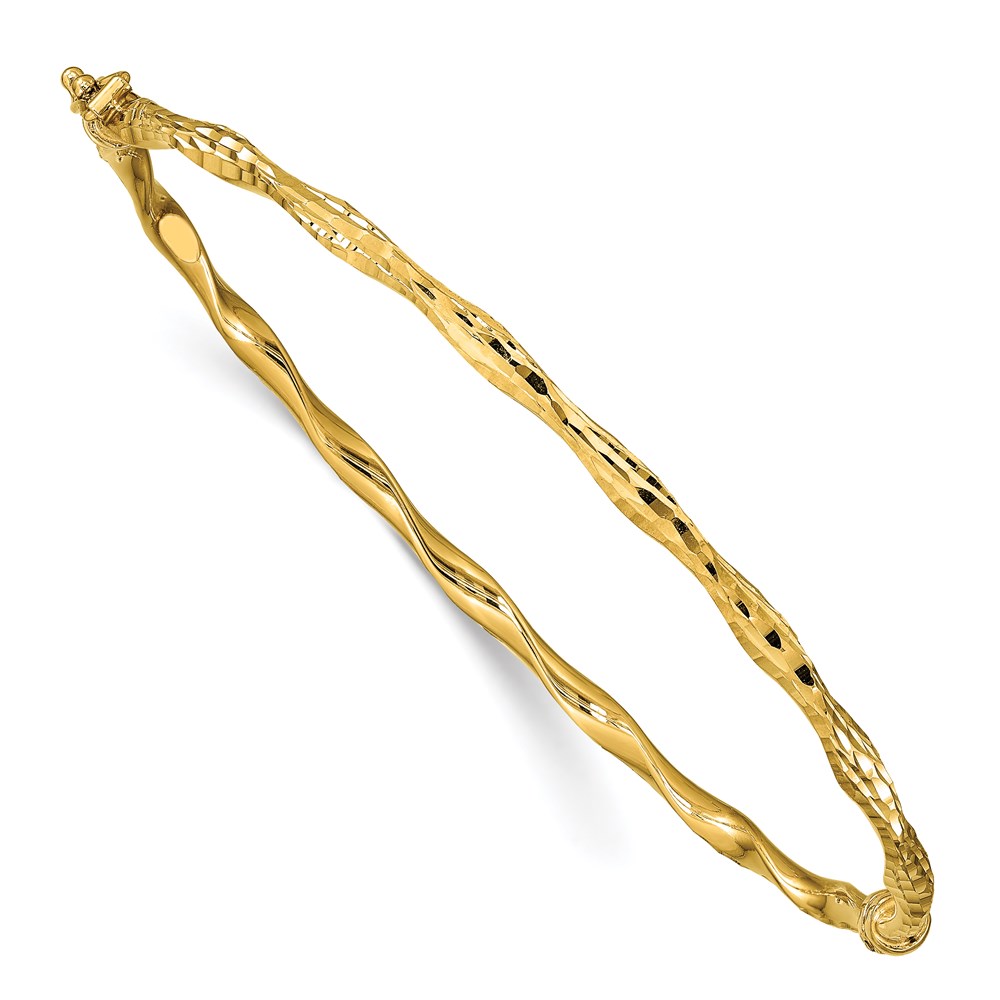 14K Yellow Gold Polished Twisted Bangle Bracelet Lennon's W.B. Wilcox Jewelers New Hartford, NY