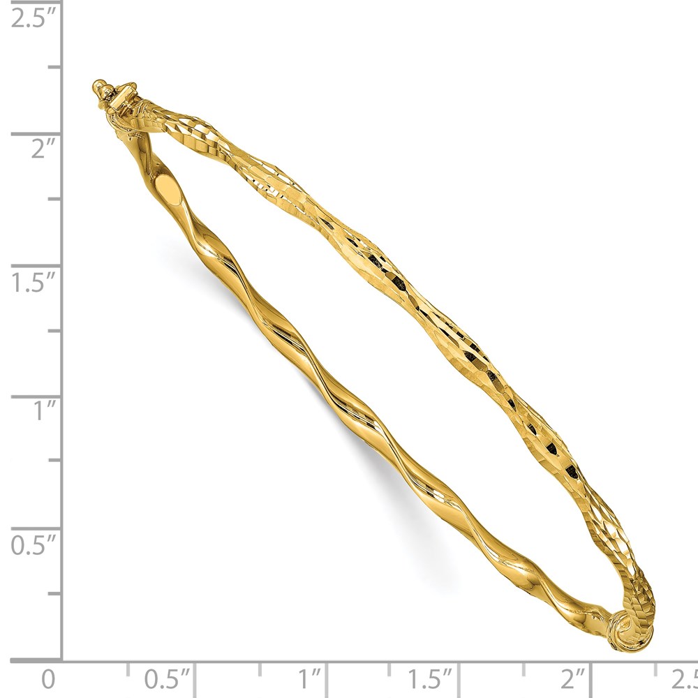14K Yellow Gold Polished Twisted Bangle Bracelet Image 3 Lennon's W.B. Wilcox Jewelers New Hartford, NY