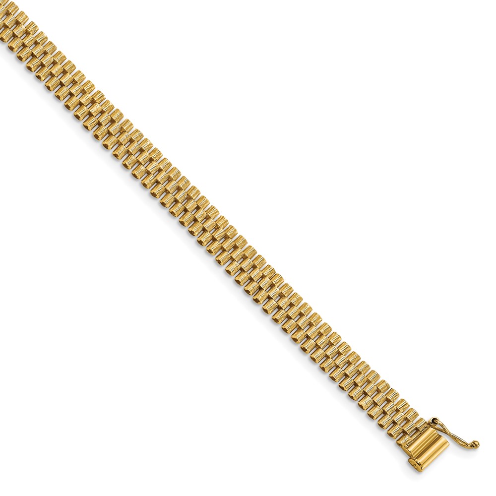 14K Yellow Gold Polished Textured Bracelet Johnson Jewellers Lindsay, ON