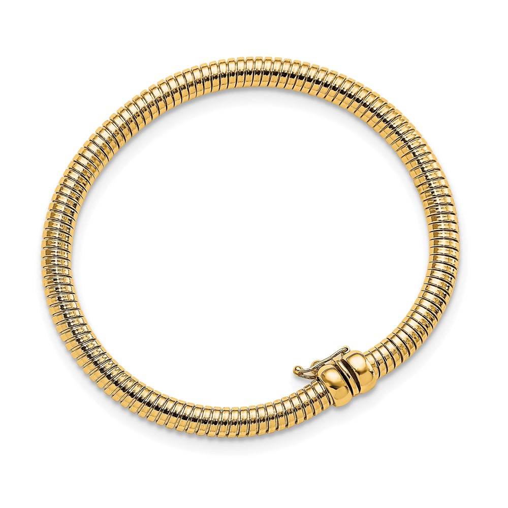 14K Yellow Gold Polished Textured Bracelet Image 3 Johnson Jewellers Lindsay, ON